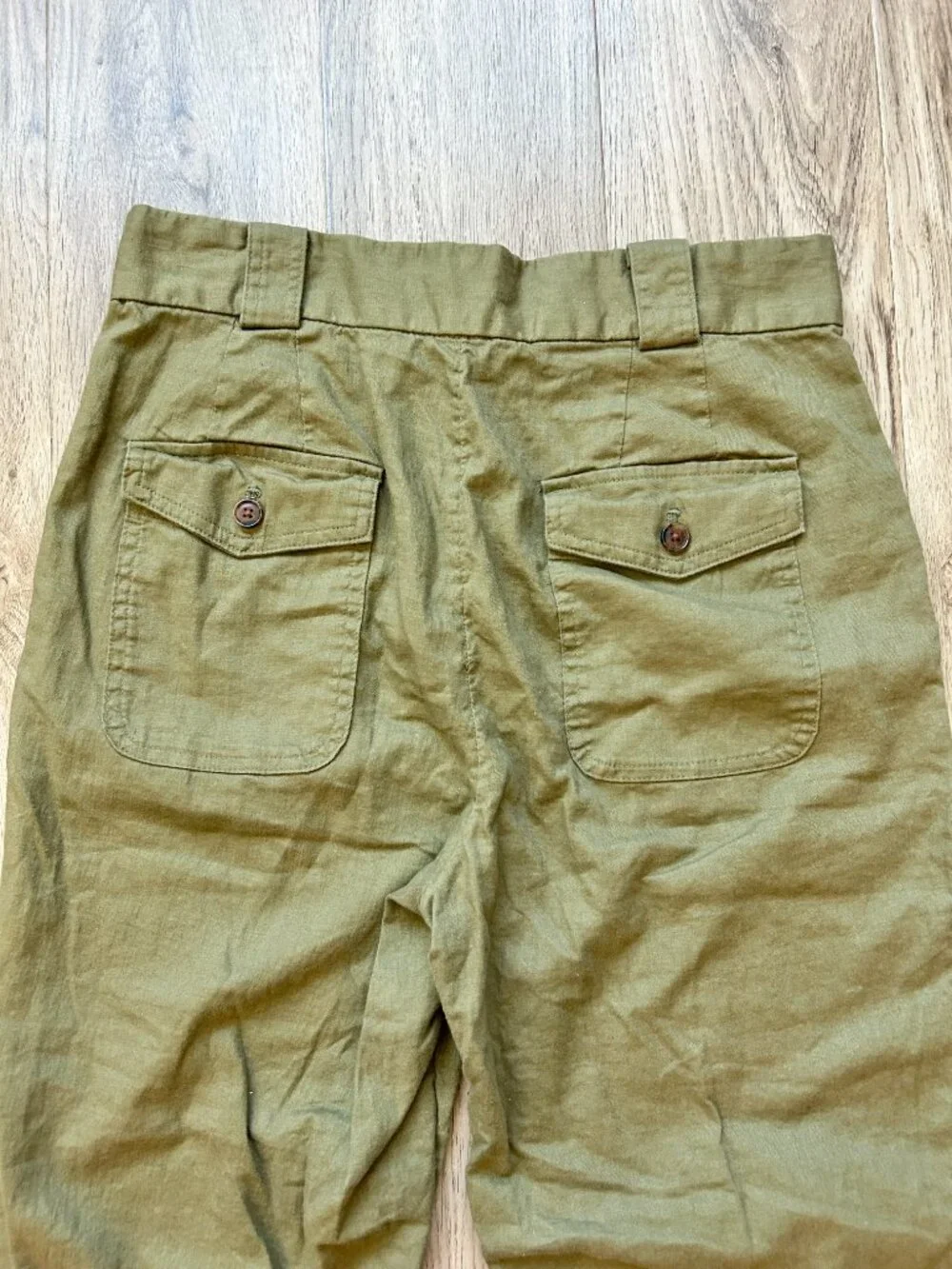 Banana Republic Linen Cotton Blend Utility Slim Pants in Olive Green Size 8